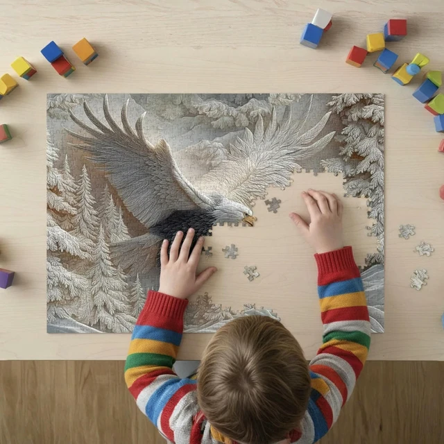 Alt view image 3 of 3 - Majestic Bald Eagle Puzzle Game 1000 Pieces Eagle Puzzles Games Carved Eagle Puzzle for Adults Family Activity & Home Decor