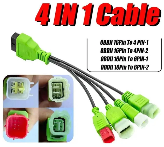 Alt view image 2 of 3 - OBD2 Diagnostic Connector Cable For Kawasaki 4 6Pin Z/Ninja Versys/Vulcan Series Motorcycles OBDII Diagnostic Cable