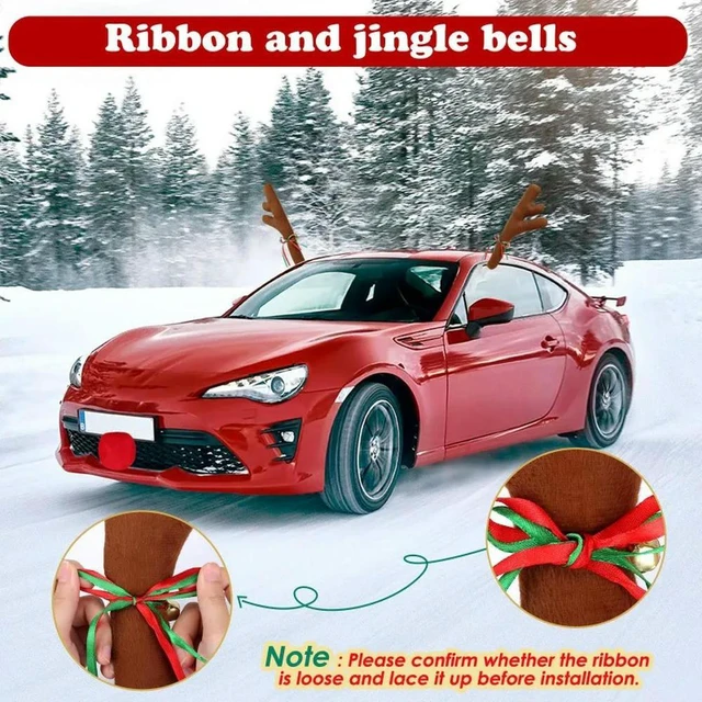 Alt view image 2 of 3 - For Car Reindeer Antler Kit 2 Set Nose And Tail, For Car Window Christmas Decorations Auto Decoration