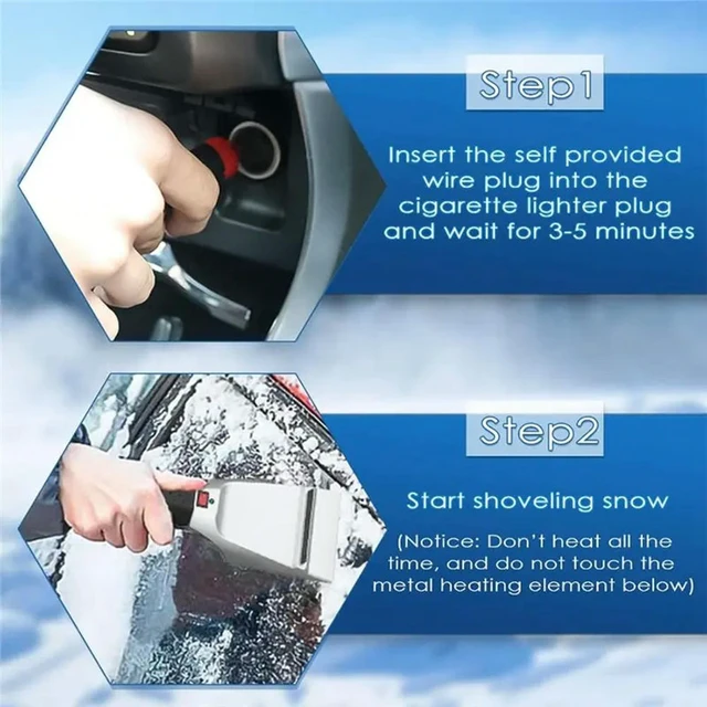 Alt view image 2 of 3 - For Car Windshield Deicer 2Pcs Heated Electric Ice Scraper Remover Tool Snow Removal Kit