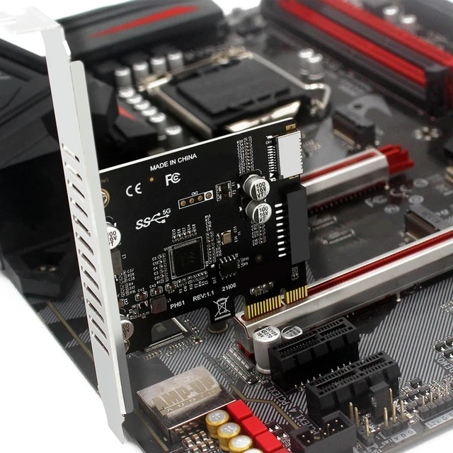 Alt view image 2 of 3 - Computer PCI-E To USB 3.0 Type C Front Panel Adapter 19PIN PCI-E To USB 3.0 Hub Splitter Expansion Card