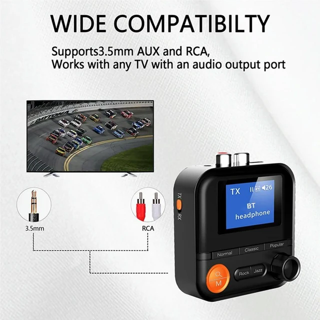 Alt view image 3 of 3 - Audio Receiver Bluetooth-Compatible 5.2 Music Transmitter AUX 2RCA TF for TV/Computer/Projector/Headset/Car