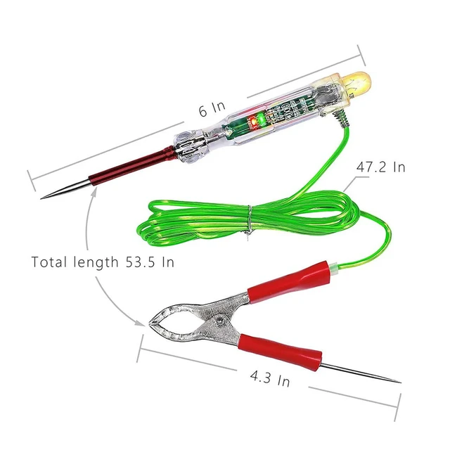 Alt view image 2 of 3 - 10X Automotive LED Circuit Tester 6-24V Test Light With Dual Probes 47 Inch Antifreeze Wire Alligator Clip For Testing