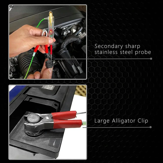 Alt view image 3 of 3 - 10X Automotive LED Circuit Tester 6-24V Test Light With Dual Probes 47 Inch Antifreeze Wire Alligator Clip For Testing