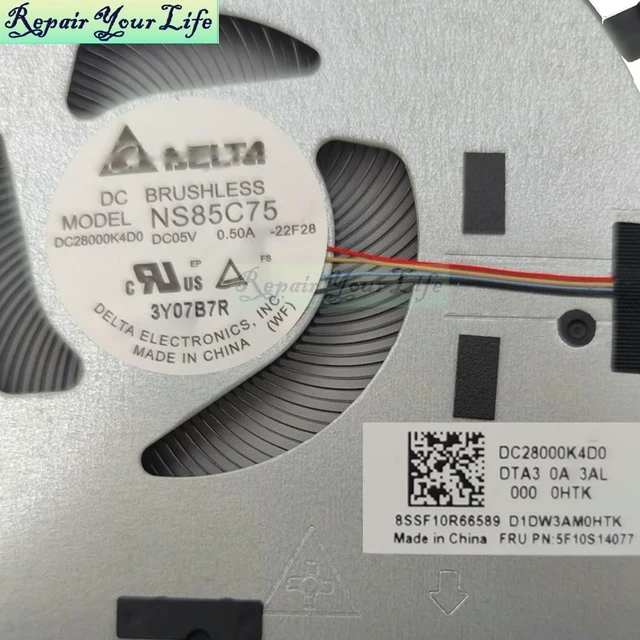 Alt view image 3 of 3 - CPU Fan Cooling Radiator For Slim 3 16IRU8 16ABR8 16IRH8 16IAH8 16IRU9 Laptop 5F10S14077 DC28000K4D0 BAPC0905R5H