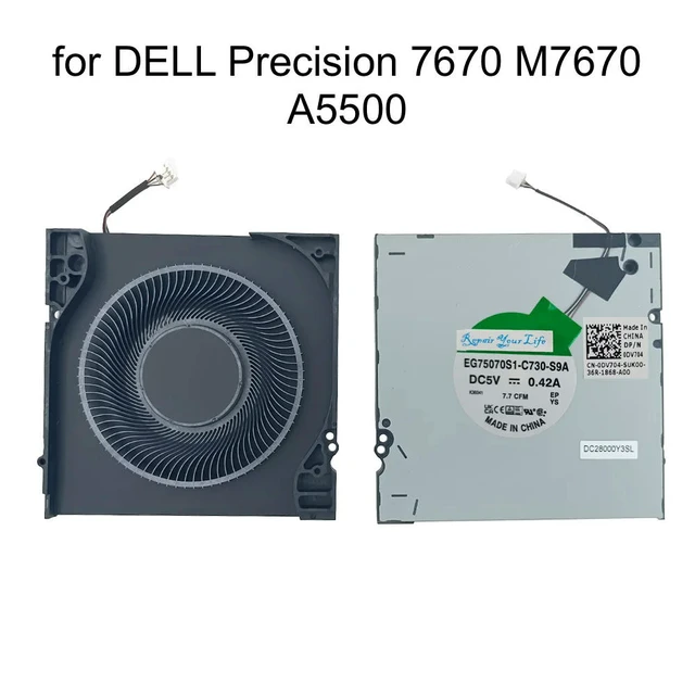 Alt view image 2 of 3 - Laptop CPU Cooling Fan for Precision 7670 M7670 A5500 CN-0DV704 DV704 Notebook PC Cooler Radiator EG75070S1-C730-S9A DC5V
