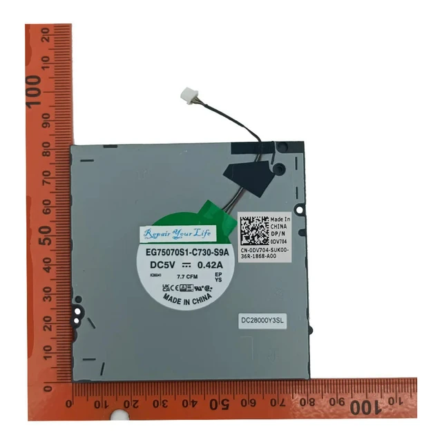 Alt view image 3 of 3 - Laptop CPU Cooling Fan for Precision 7670 M7670 A5500 CN-0DV704 DV704 Notebook PC Cooler Radiator EG75070S1-C730-S9A DC5V
