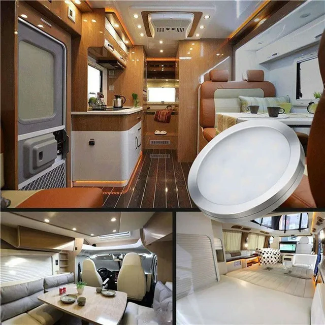 Alt view image 2 of 3 - 8X 12V Led Light Rv Camper Trailer Boat Interior Ceiling Down Roof Lamp Warm White