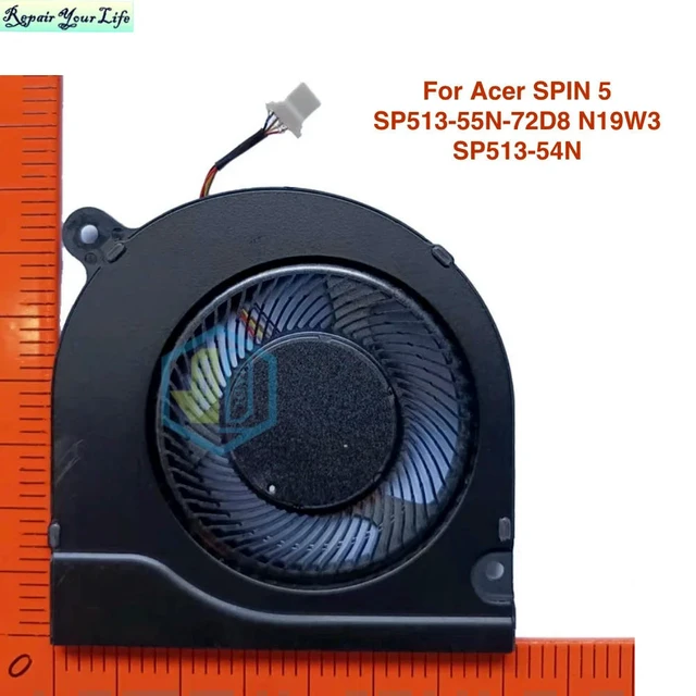 Alt view image 2 of 2 - SP513-54 FMBS CPU Cooling Fan for Spin 5 N19W3 Convertible SP513-54N SP513-55N Cooler Radiator 23HQUN1001 DFS5K12114464K