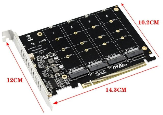 Main image of 4 Port M.2 NVME SSD To PCIE X16 Hard Drive Converter 4X32Gbps Reader Expansion Card Support 2230/2242/2260/2280 LED Indicator