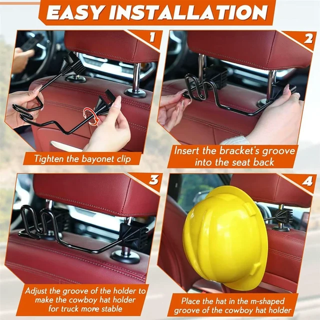 Alt view image 2 of 3 - For Truck SUV Hard Hat Hanger, Car Seat Holder- Keeps Cap Shape, Car Seat Back Organizer For Clothes , Cowboy Style