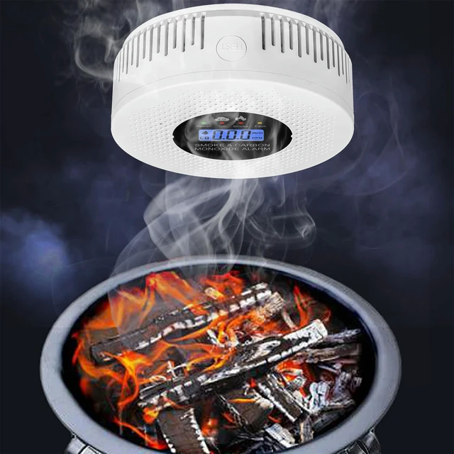 Alt view image 2 of 3 - Smoke and Carbon Monoxide Detector with LCD Display Smoke and CO Alarm Powered by for Home Office RV Hotel