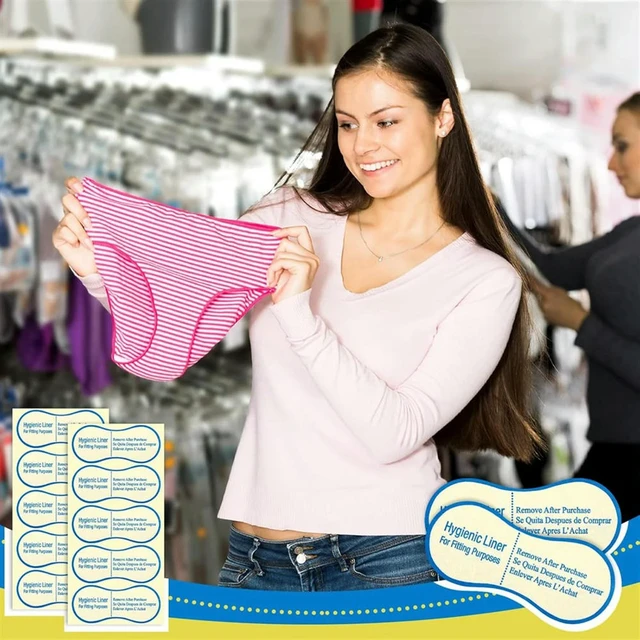 Alt view image 2 of 3 - 500 Pcs Adhesive Protective Hygiene Try on Stickers Hygienic Liner Bulk for Swimwear Lingerie-Underwear