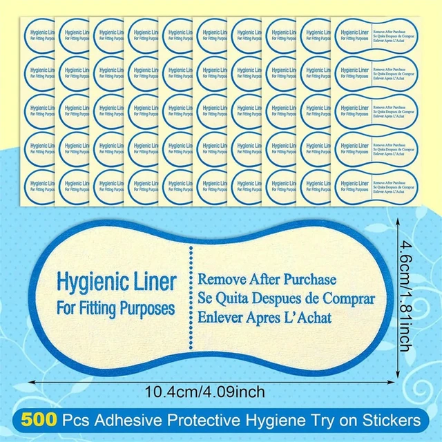 Alt view image 3 of 3 - 500 Pcs Adhesive Protective Hygiene Try on Stickers Hygienic Liner Bulk for Swimwear Lingerie-Underwear