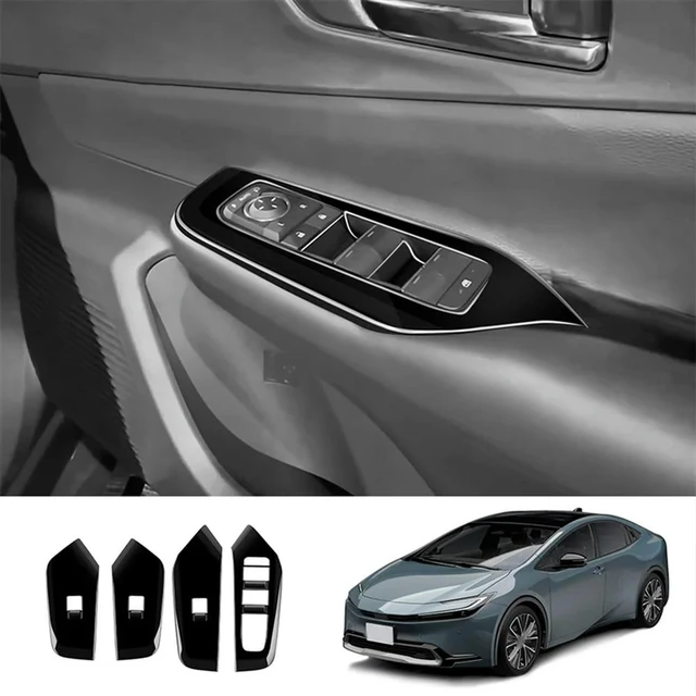 Alt view image 2 of 3 - Car Bright Black Window Glass Lift Button Switch Cover Trim Door Armrest Panel For Toyota Prius 60Series 20-23