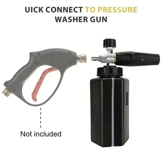 Alt view image 2 of 3 - Snow Foam Bottle Car Wash Cannon 1L 1/4" Quick Connect Adjustable For Pressure Washer Cleaning Tool