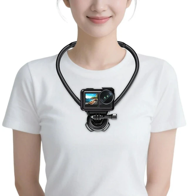 Main image of For Action 5 Pro/4/3/Gopro 13/12 Hands Free Sport Camera Holder Adjustable Silicone Necks Hold Mount for POV Vlog Recording