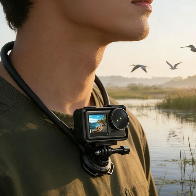 Alt view image 2 of 3 - For Action 5 Pro/4/3/Gopro 13/12 Hands Free Sport Camera Holder Adjustable Silicone Necks Hold Mount for POV Vlog Recording