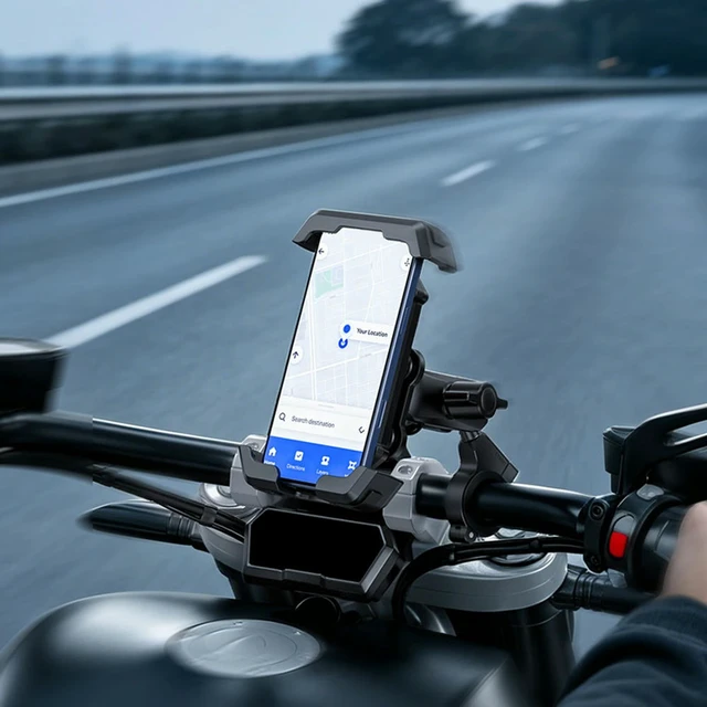 Alt view image 2 of 3 - Anti-Shake Bike Phone Holder Shock Absorbing Adjustable Handlebar Mount Fits 4.8-7.5 Inch Phones Bicycle Motorcycle Ride