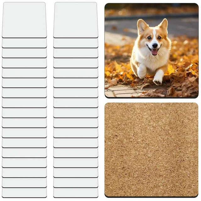 Main image of 30 Pcs Sublimation Square Coaster Blanks Bulk with Cork Back MDF Sublimation Coasters Blanks Cork 3.86x3.86 Inch