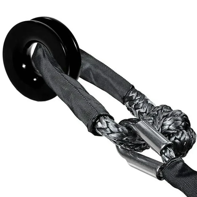 Alt view image 3 of 3 - Rope+ Shackle Winch Recovery Snatch Ring Pulley For ATV UTV SUV Off-Road Towing Truck 4X4 Boat Marine