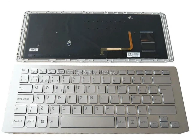 Main image of Replacement Spanish Backlit Keyboard SVF15 for Vaio SVF15N SVF 15N SP Keyboards Silver with Frame Screw Set 149265461ES