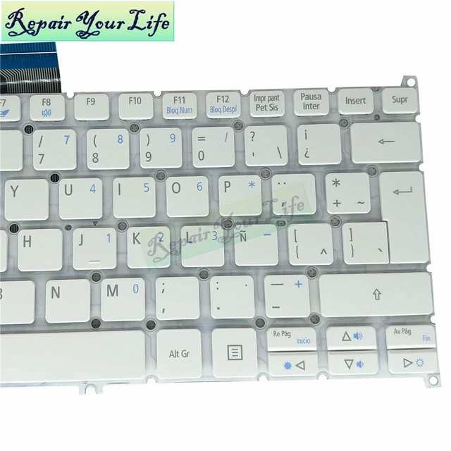 Alt view image 3 of 3 - Laptop Keyboard for V5 122 V5-122P V5-132 132P V13 V3-371 E11 E3-112 E3-111 R3-131 N15W5 LA Latin NSK-R72SW White
