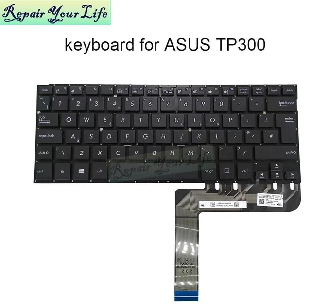 Main image of TP300L UK GB English Laptop Keyboard For Transformer Book Flip Q302 Q304 TP300 TP300LA TP300LD Q302LA Q304UA 0KNB0-2126UK00