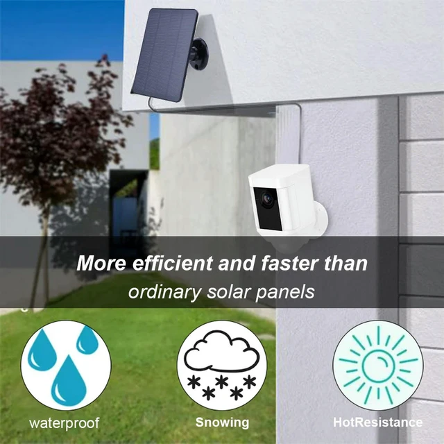 Alt view image 2 of 3 - 4W 5V Solar Panel Charger Waterproof Solar Charger Adjustable Wall Mount Bracket for Ring Stick Up&Spotlight Camera
