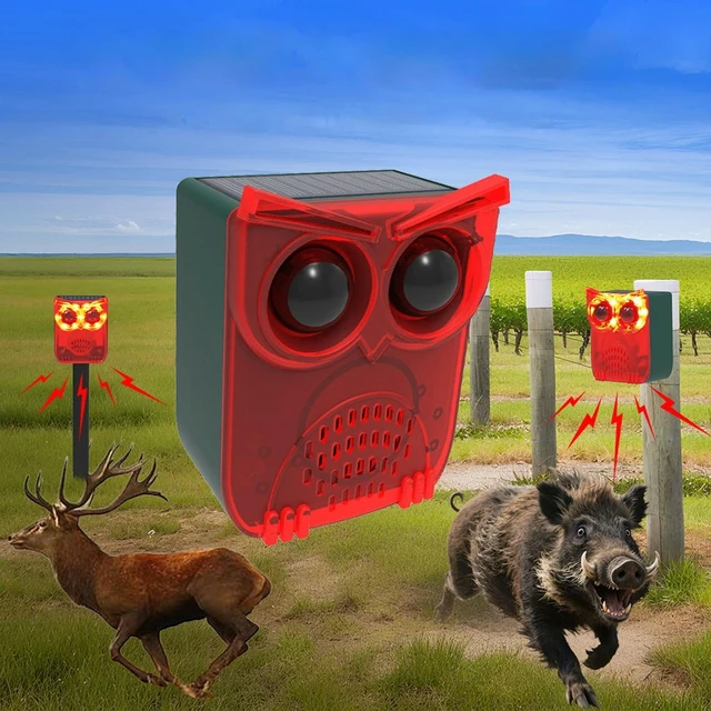 Alt view image 2 of 3 - Solar Outdoor Motion Sensor Alarm Waterproof Home Alarm Dog Barking&Gunshot Sound Animal Repeller Loud Noise Maker