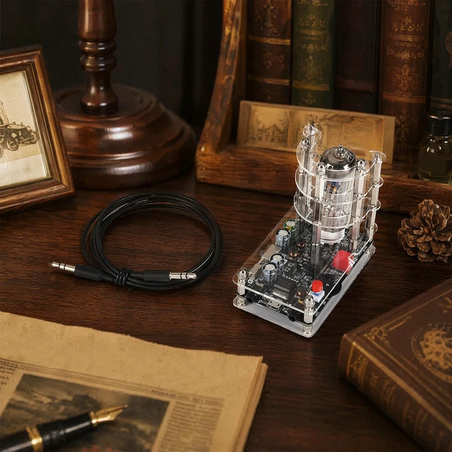 Alt view image 2 of 3 - Vacuum Tube Stereo Preamp with LED Light High Sensitivity Sound Module 3 Mode USB Powered Sound Box for Home Studio Recording