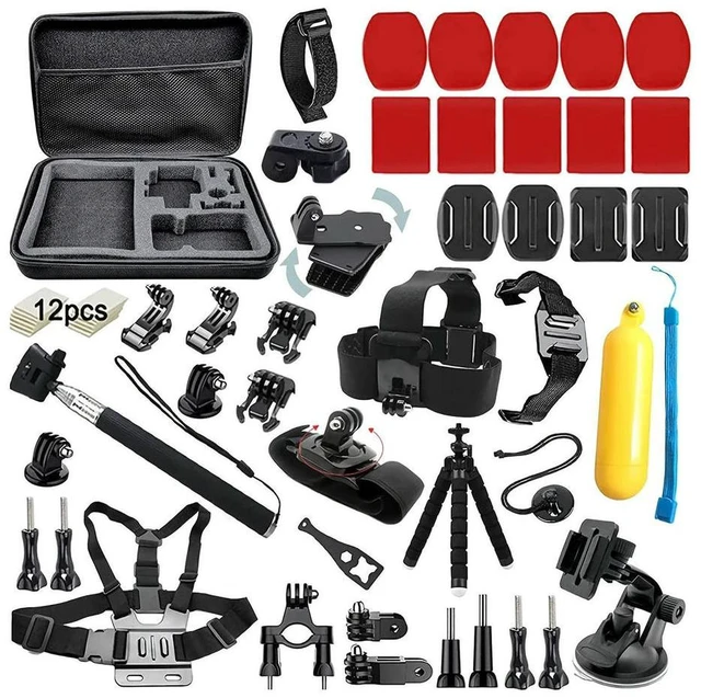 Main image of Action Camera Accessory Kit for Go Pro Hero 13/12/11/10/9 Camera Accessories Kit with Tripod Head Chest Bike Mount Carrying Case