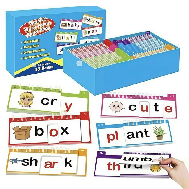 Main image of 40 Read and Rhyme Flip Books Learn To Read Phonics Flash Cards for Kids Homeschool Preschool Learning Activities