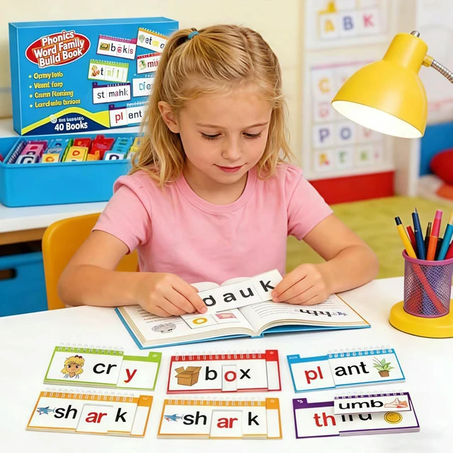 Alt view image 2 of 3 - 40 Read and Rhyme Flip Books Learn To Read Phonics Flash Cards for Kids Homeschool Preschool Learning Activities