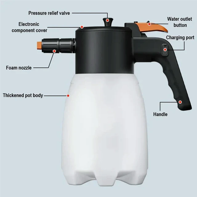 Alt view image 2 of 3 - Snow Foam Cannon Handheld Electric Foam Sprayer 1.7L USB Rechargeable For Car Wash Spray Tool