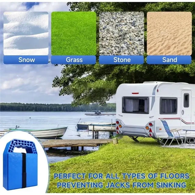 Alt view image 3 of 3 - Handle Included 4-Pack For RV Leveling Stabilizer Jack Pads For Travel Trailers& Campers