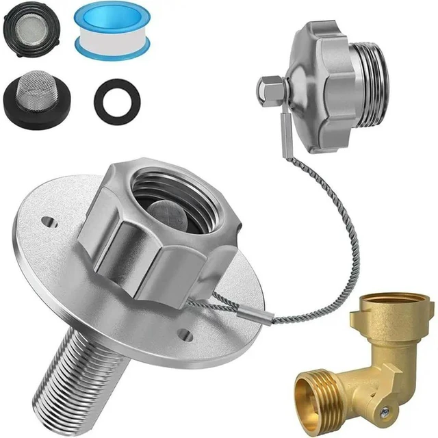 Main image of For RV City Water Inlet With Check Valve, For RV Campers Motorhome Trailer Marine 90° Solid Brass Hose Elbow