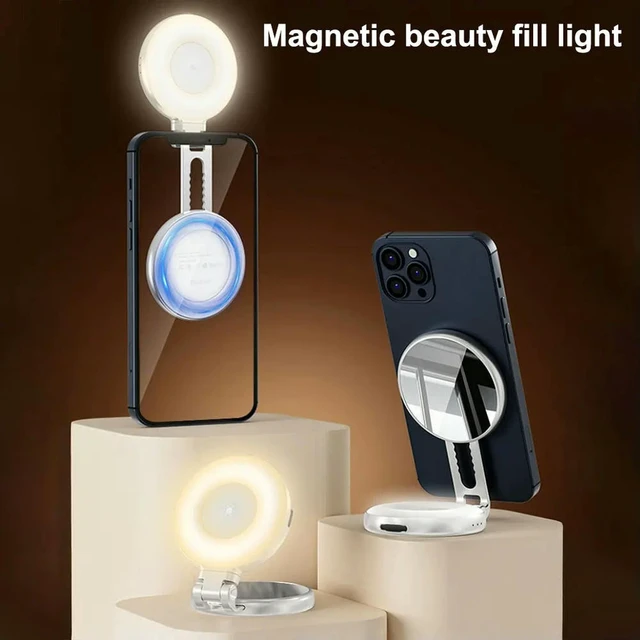 Alt view image 3 of 3 - 3-in-1 LED Fill Light with Mirror Phone Ring Light Travel LED Cell Phone Light for Selfies Photography Makeup Vlogs