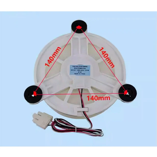 Alt view image 2 of 3 - Refrigeration Fan Motor 2104120006 D0C2768CLEA DC12V Fridge Radiator Cooling Fan Motor For Ace Refrigerator Freezer Parts