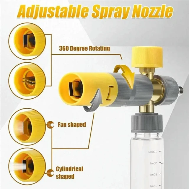 Alt view image 3 of 3 - For Pressure Washer Compatible For Car Wash Mini Foam Cannon With Dual Connector 5 Nozzle Tips 1/4 Inch Quick Connect