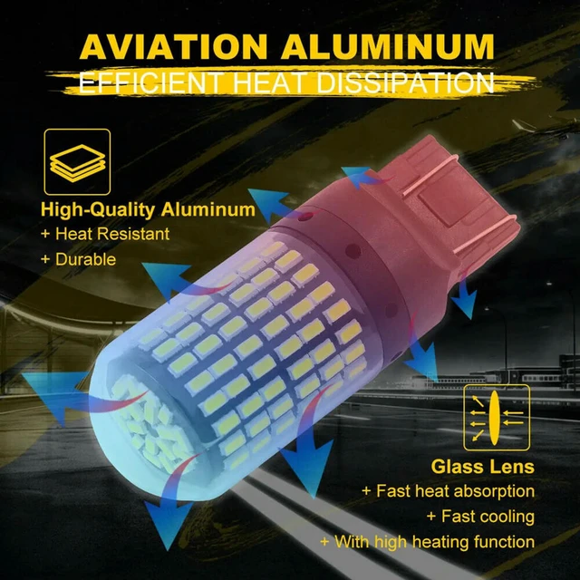 Alt view image 2 of 3 - 20X 7440 Canbus Super Bright Error Free LED Bulb T20 W21W 144 SMD White For Reverse Tail Turn Signal Light