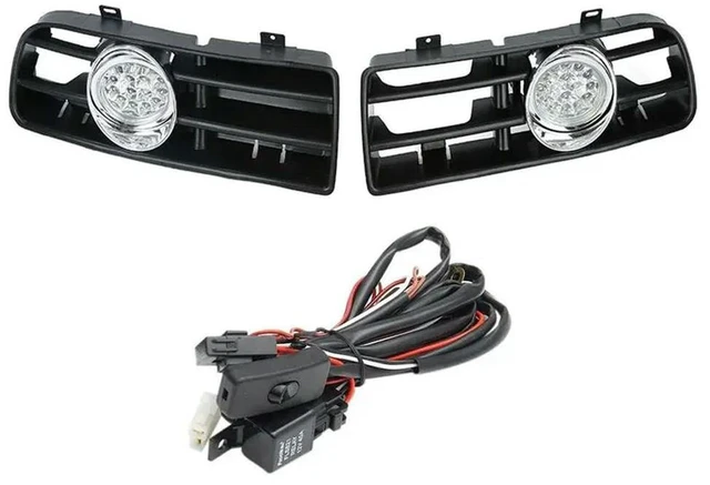 Main image of 1Set Car Grill LED Fog Light Grille Lower Grill Daytime Running Light Grille With LED DRL Lamp For VW GOLF MK4 1998-2004