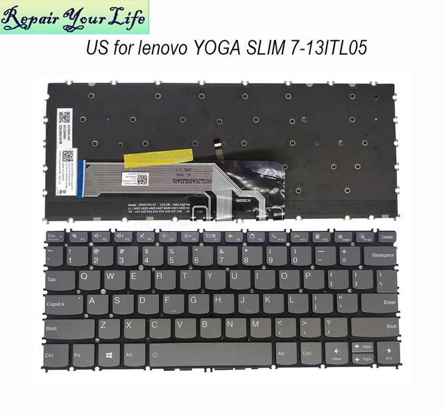Main image of US English Keyboard Backlight for YOGA SLIM 7-13ITL05 PR2UB-US SN20Z37964 QWERTY laptop backlit keyboards gray keycaps