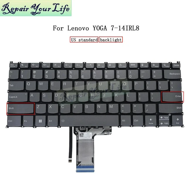 Main image of US English Backlit Keyboard for YOGA 7 14IRL8 82YL 2-in-1 Laptop Keyboard Backlight PH4SB-US V222320AS1-US SN21K12158