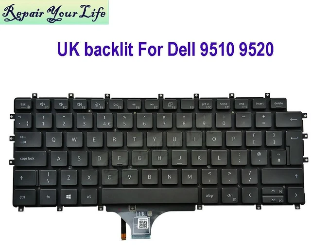 Main image of UK GB J8F1D Backlit Keyboard For Latitude 9510 9520 2 in 1 0J8F1D Laptop Keyboards Backlight Teclado Euro Key LK132UH2A15