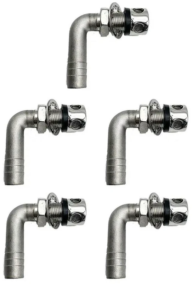 Main image of 5X Stainless Steel 90° Bend Fuel Breather Vent 3/5Inch - Boat/ Truck/ Car Gas Tank,2 Holes