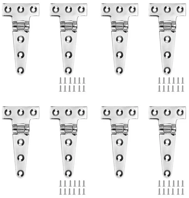Main image of Marine Grade T Hinges, Boat Hinges, 4 Inch X 2 Inches, No Noise, Heavy Duty 316 Stainless Steel With Screws (8 PCS)