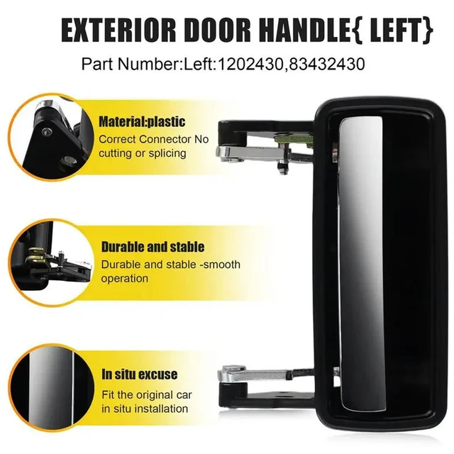 Alt view image 2 of 3 - 2X For Volvo 142 164 240 245 260 262 Front Rear Outside Exterior Door Handle 1202430,83432430 Left