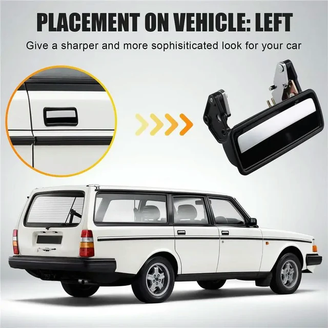 Alt view image 3 of 3 - 2X For Volvo 142 164 240 245 260 262 Front Rear Outside Exterior Door Handle 1202430,83432430 Left