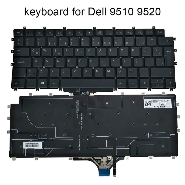 Main image of Backlight Keyboard Turkish For Latitude 9510 9520 2 in 1 0MJ9D8 TR Turkey Laptop Backlit Keyboards Light MJ9D8 NSK-QNABC